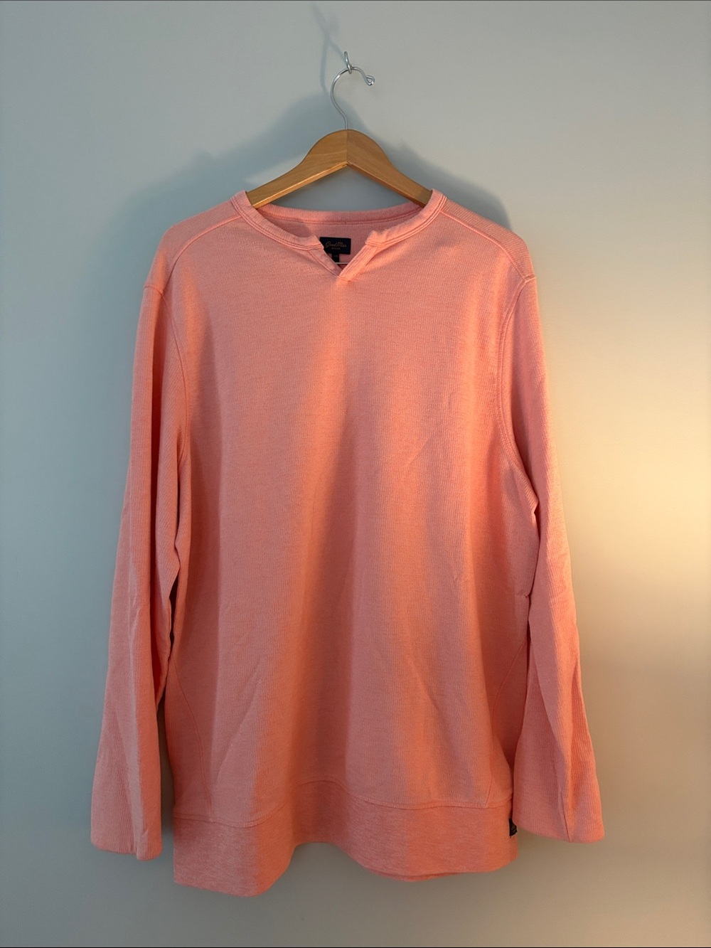 Good Man Brand Coral Pink Notch-Neck Sweater